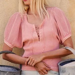 Free People Hayden Thermal Pink Top